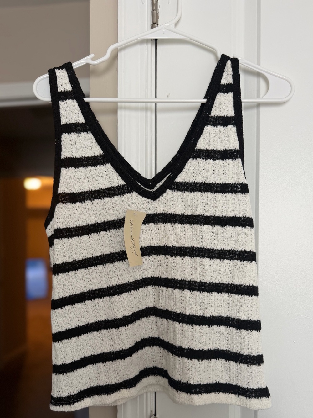 Universal Thread Black & White Striped V-Neck Tank